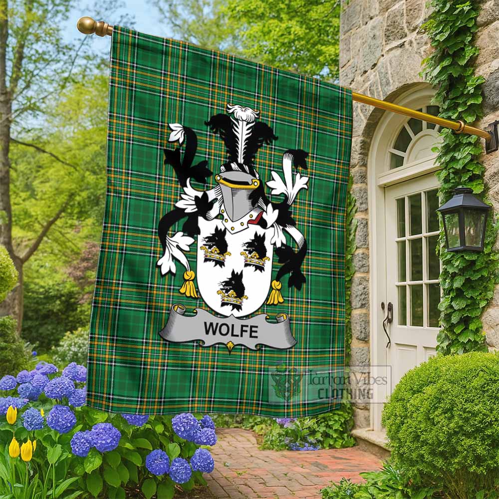 Wolfe Irish Clan Tartan Flag with Coat of Arms