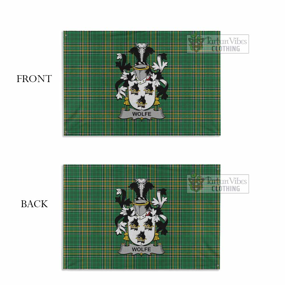 Tartan Vibes Clothing Wolfe Irish Clan Tartan House Flag with Coat of Arms