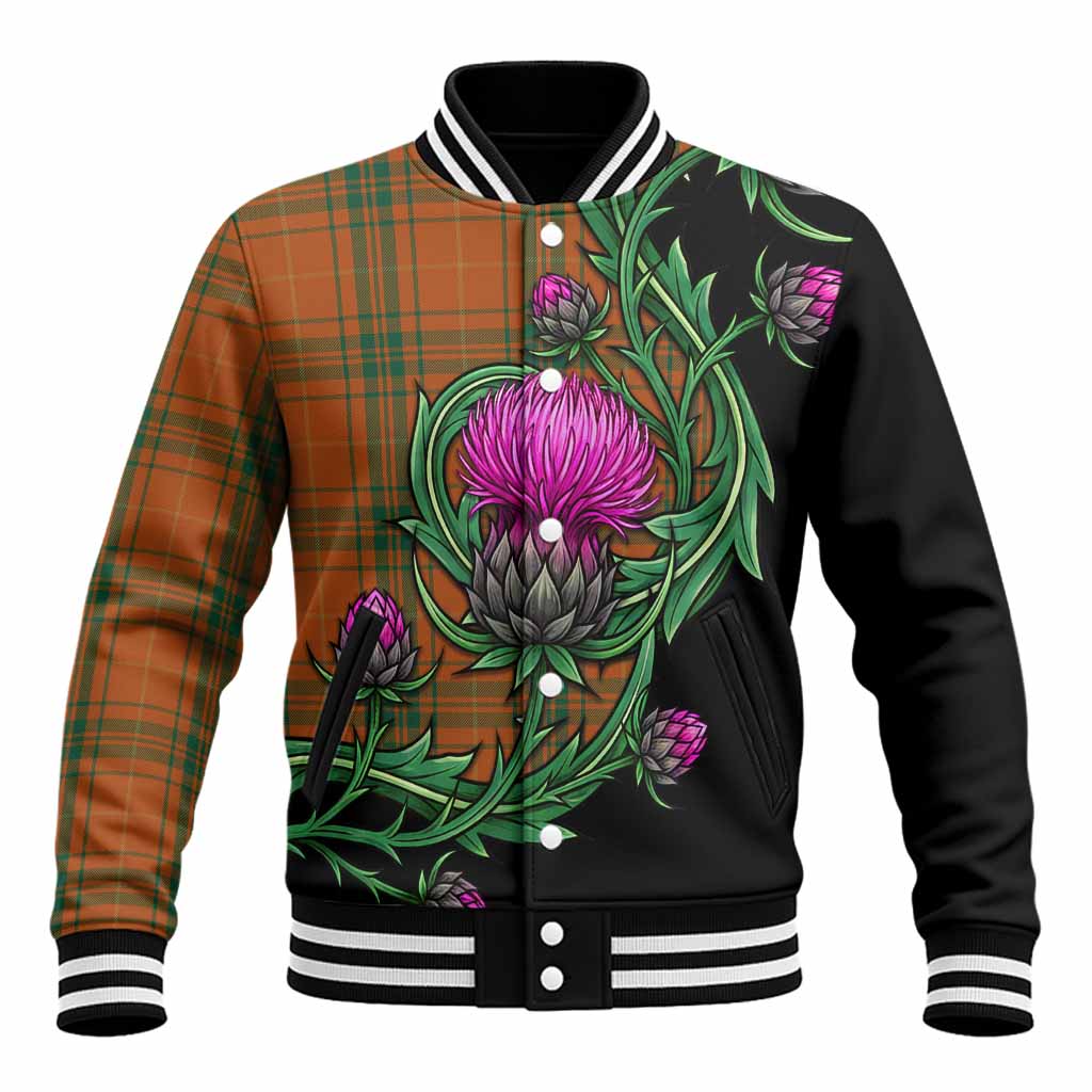 Wolfe Tartan Baseball Jacket Resilient Scottish Thistle Unisex - Tartan Vibes Clothing