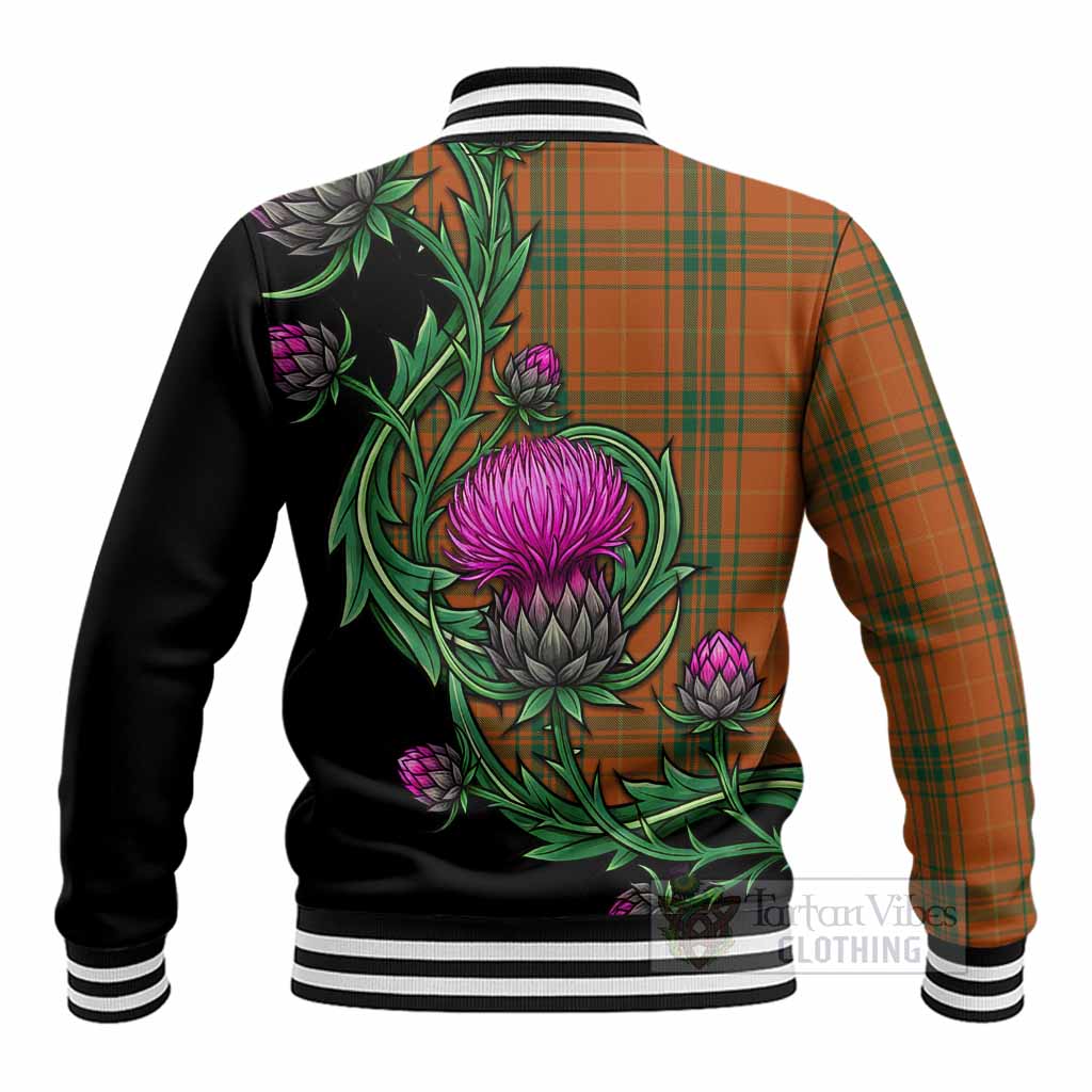 Wolfe Tartan Baseball Jacket Resilient Scottish Thistle - Tartan Vibes Clothing