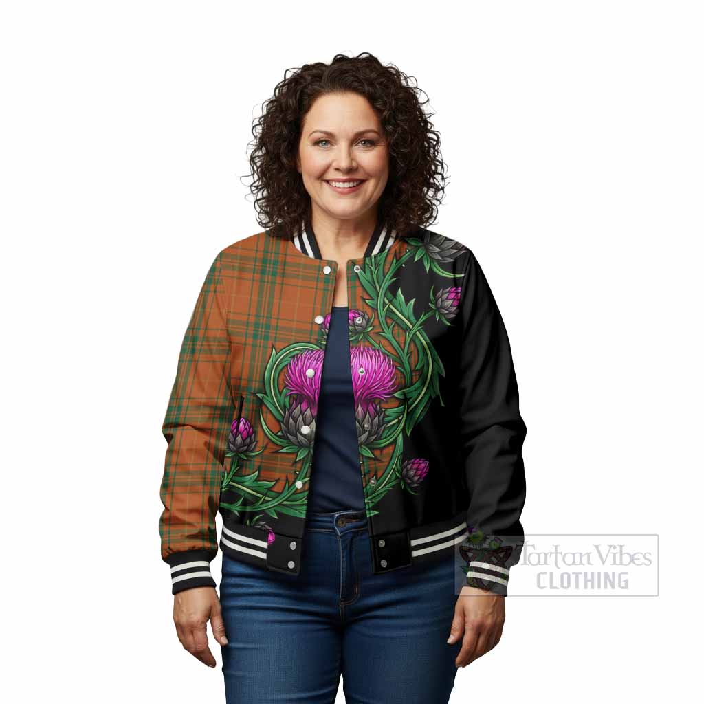 Wolfe Tartan Baseball Jacket Resilient Scottish Thistle - Tartan Vibes Clothing
