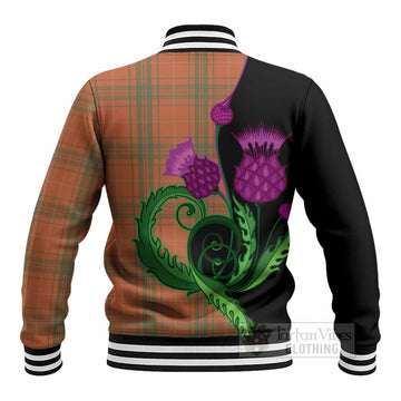 Wolfe Tartan Baseball Jacket Traditional Scottish Thistle