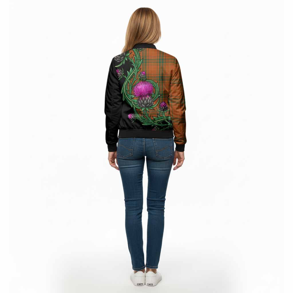 Wolfe Tartan Bomber Jacket Resilient Scottish Thistle - Tartan Vibes Clothing