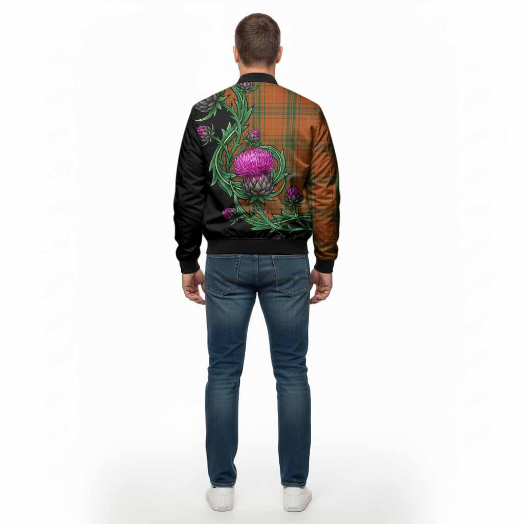 Wolfe Tartan Bomber Jacket Resilient Scottish Thistle - Tartan Vibes Clothing