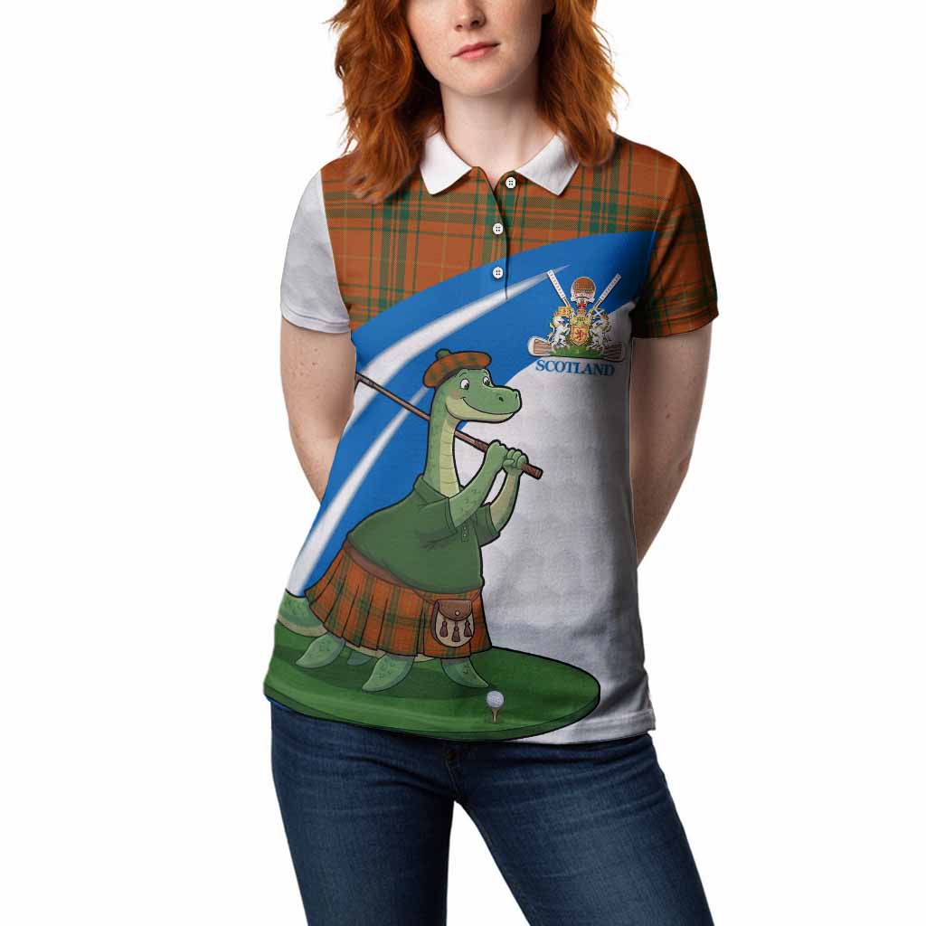 Wolfe Tartan Crest Golf Nessie Women Polo Shirt Loch Ness Monster Sporty Style