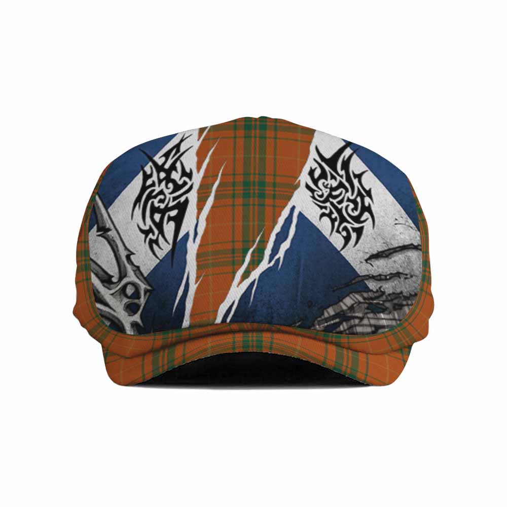 Wolfe Tartan Flat Cap, Jeff Cap Scotland Flag Ripped Tribal Design