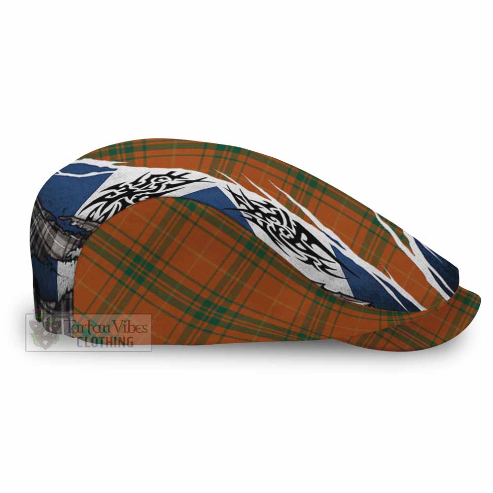 Wolfe Tartan Flat Cap, Jeff Cap Scotland Flag Ripped Tribal Design