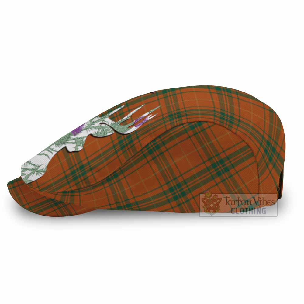 Wolfe Tartan Flat Cap, Jeff Cap Scottish Stag Thistle Floral Art - Tartan Vibes Clothing