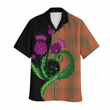 Wolfe Tartan Hawaiian Shirt Traditional Scottish Thistle