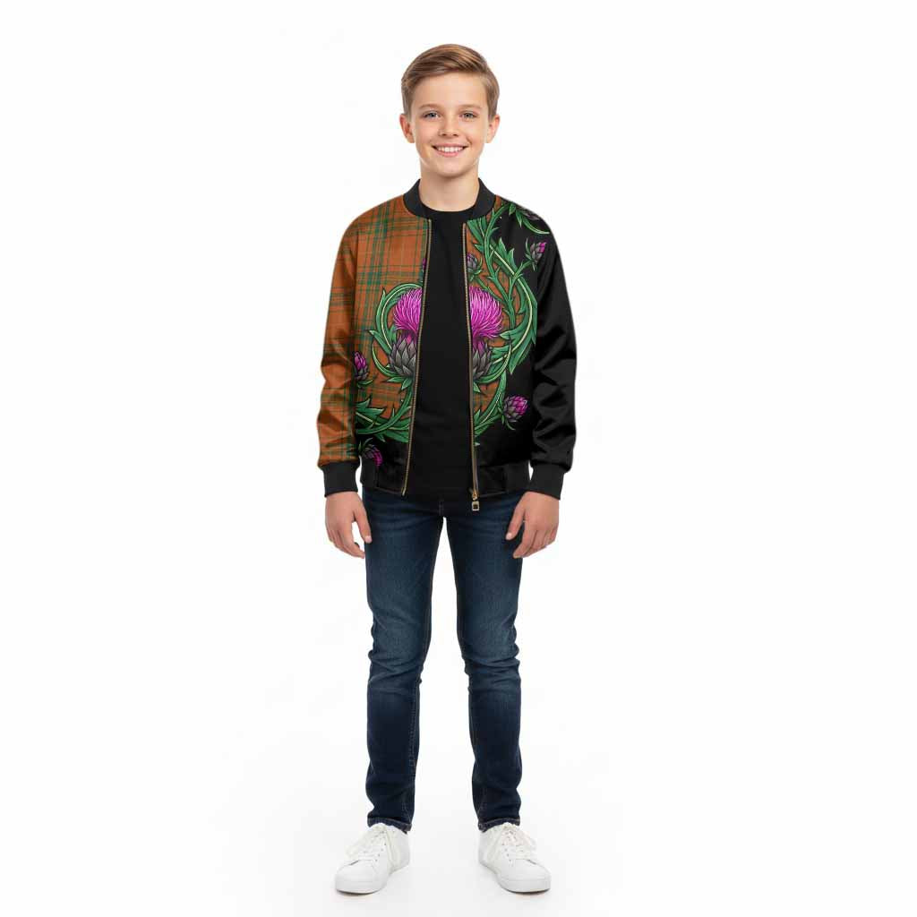 Wolfe Tartan Kid Bomber Jacket Resilient Scottish Thistle - Tartan Vibes Clothing