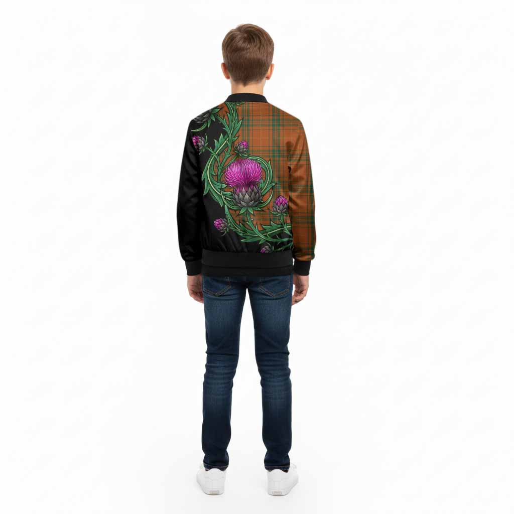 Wolfe Tartan Kid Bomber Jacket Resilient Scottish Thistle - Tartan Vibes Clothing