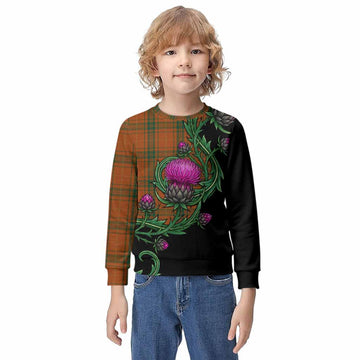 Wolfe Tartan Kid Knitted Sweatshirt Resilient Scottish Thistle Kid - Tartan Vibes Clothing