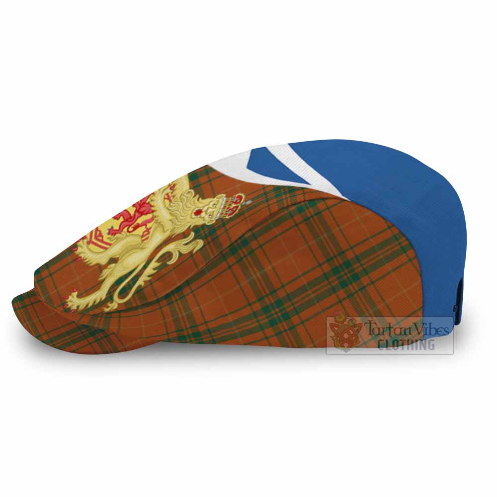 Wolfe Tartan Lion Rampant Flat Cap, Jeff Cap Classic Scottish Style - Tartan Vibes Clothing