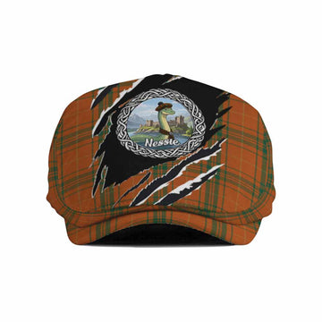 Wolfe Tartan Loch Ness Monster Flat Cap, Jeff Cap Celtic Knot Nessie Art