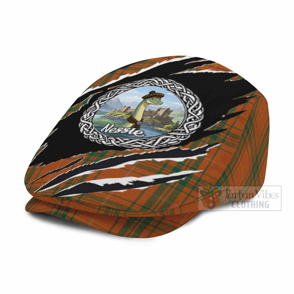 Wolfe Tartan Loch Ness Monster Flat Cap, Jeff Cap Celtic Knot Nessie Art
