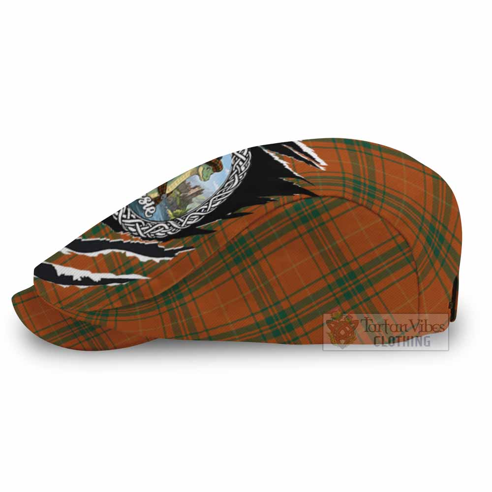 Wolfe Tartan Loch Ness Monster Flat Cap, Jeff Cap Celtic Knot Nessie Art