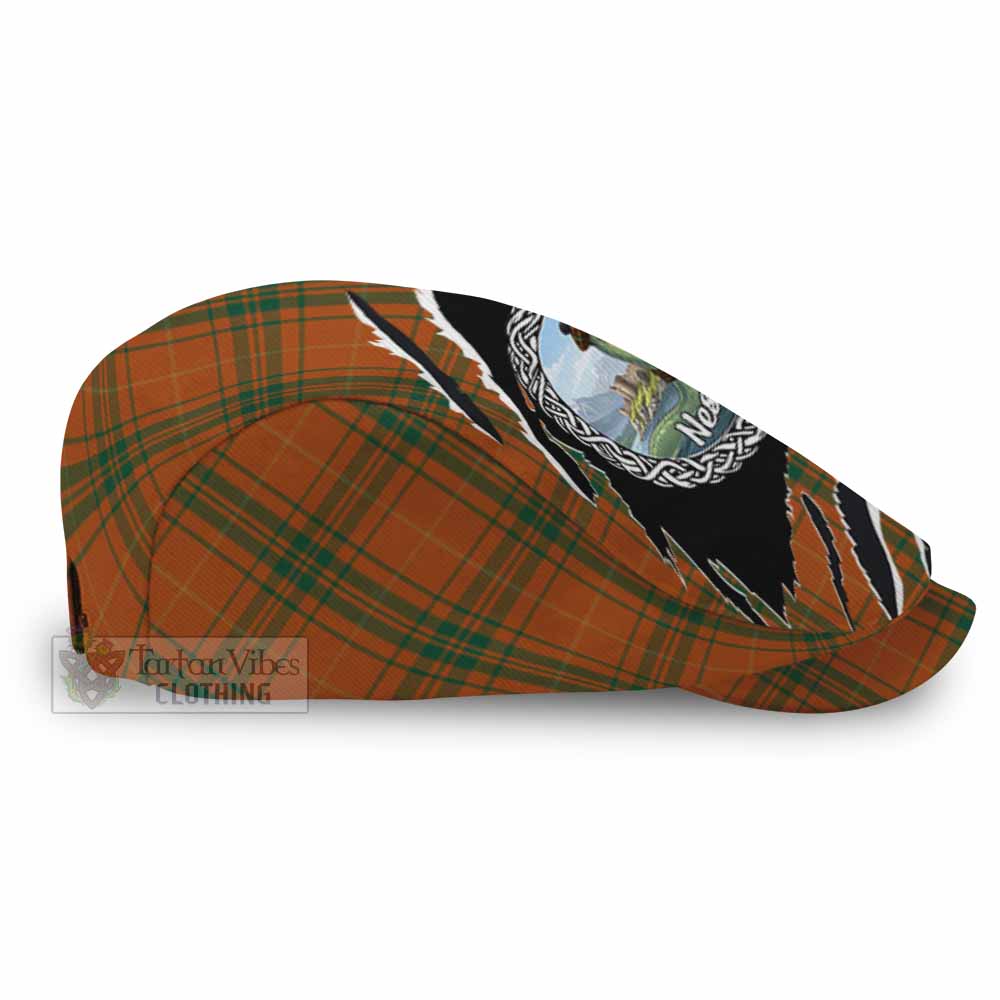 Wolfe Tartan Loch Ness Monster Flat Cap, Jeff Cap Celtic Knot Nessie Art