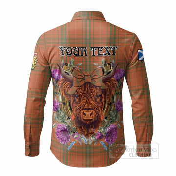 Wolfe Tartan Long Sleeve Button Shirts Scottish Thistle Heilan Coo