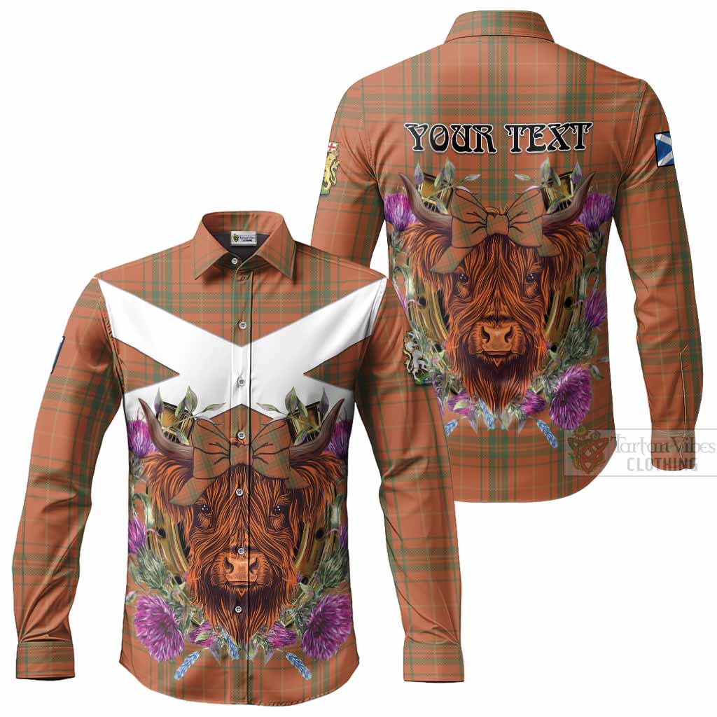 Wolfe Tartan Long Sleeve Button Shirts Scottish Thistle Heilan Coo