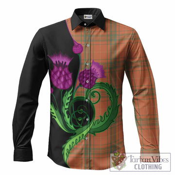 Wolfe Tartan Long Sleeve Button Shirts Traditional Scottish Thistle