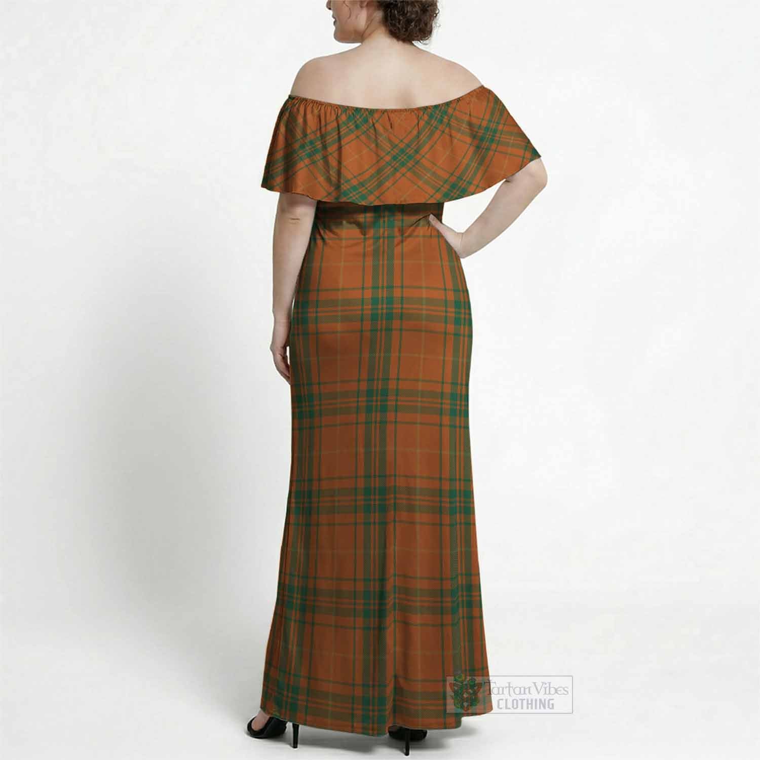Wolfe Tartan Off Shoulder Ruffle Maxi Dress - Tartan Vibes Clothing