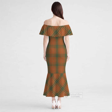 Wolfe Tartan Off Shoulder Ruffle Mermaid Maxi Dress