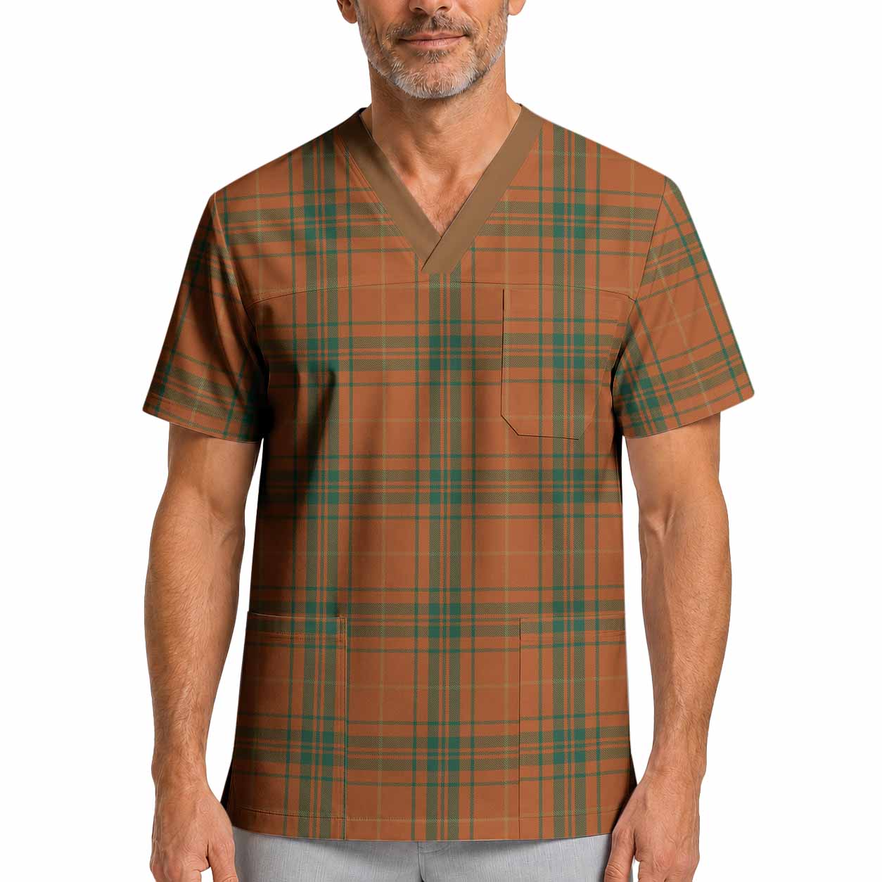 Wolfe Tartan Scrub Top XL - Tartan Vibes Clothing