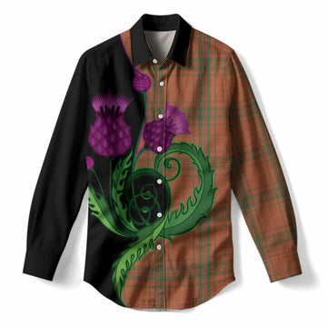 Wolfe Tartan Women Casual Shirt Traditional Scottish Thistle