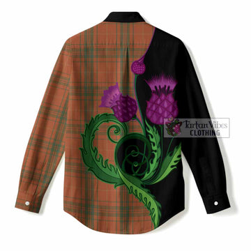 Wolfe Tartan Women Casual Shirt Traditional Scottish Thistle