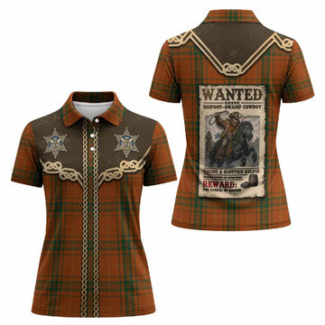 Wolfe Tartan Women Polo Shirt Bigfoot Riding The Kelpie Monster
