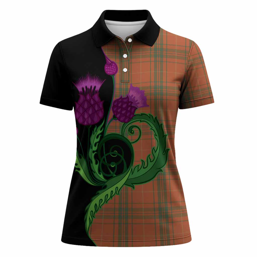 Wolfe Tartan Women Polo Shirt Traditional Scottish Thistle