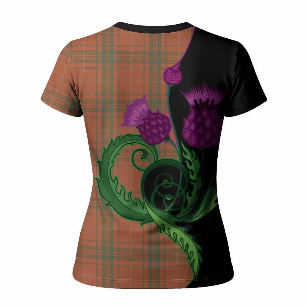 Wolfe Tartan Women T shirt Traditional Scottish Thistle