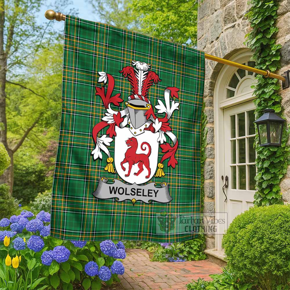 Wolseley Irish Clan Tartan Flag with Coat of Arms