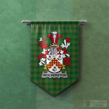 Tartan Vibes Clothing Wolverston Irish Clan Tartan Gonfalon, Tartan Banner with Coat of Arms