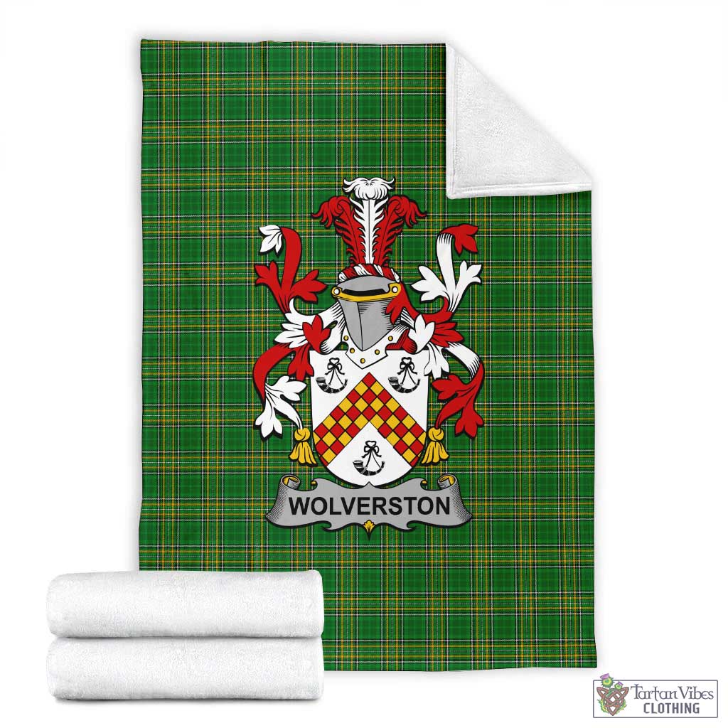 Wolverston Irish Clan Tartan Blanket with Coat of Arms X-Large 59 x 79 inches 150 x 200 cm - Tartan Vibes Clothing