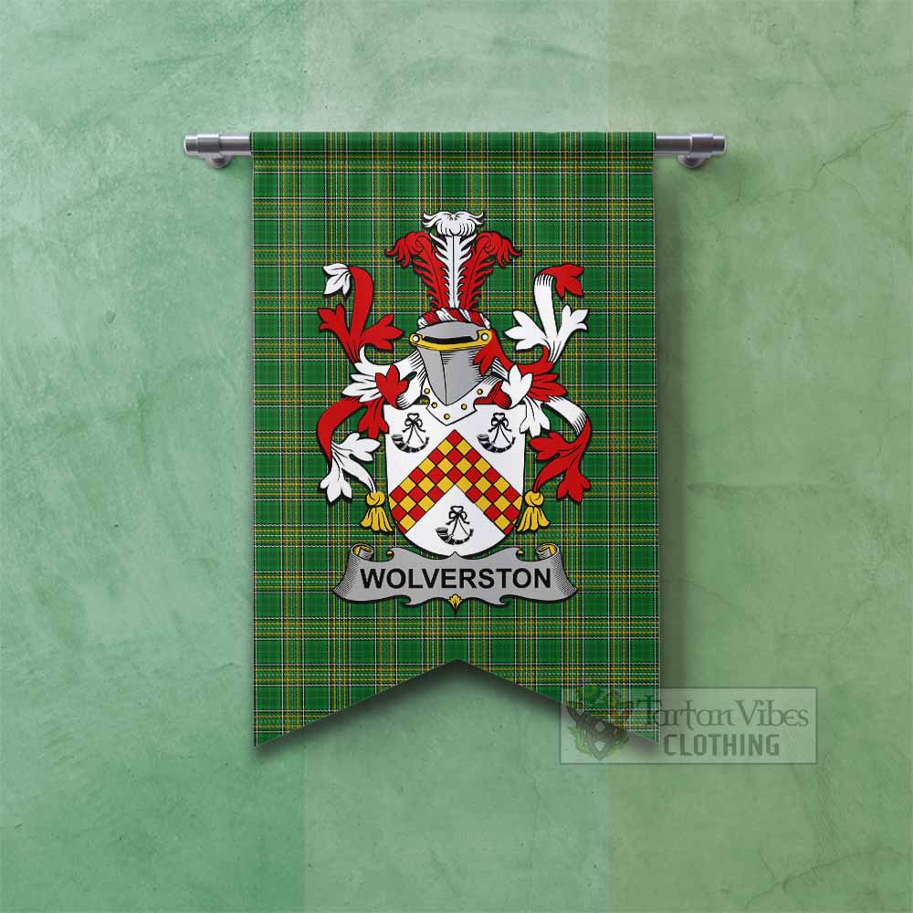 Wolverston Irish Clan Tartan Gonfalon, Tartan Banner with Coat of Arms Fishtail - Tartan Vibes Clothing