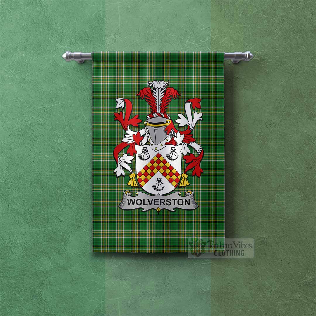 Wolverston Irish Clan Tartan Gonfalon, Tartan Banner with Coat of Arms Rectangle - Tartan Vibes Clothing