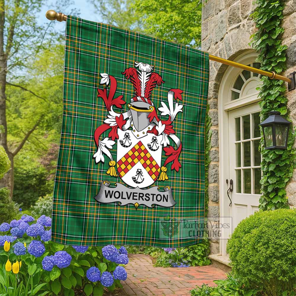 Wolverston Irish Clan Tartan Flag with Coat of Arms