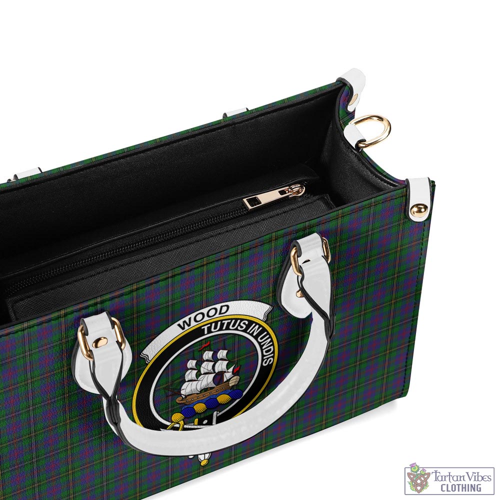 Tartan Vibes Clothing Wood Tartan Luxury Leather Handbags with Family Crest