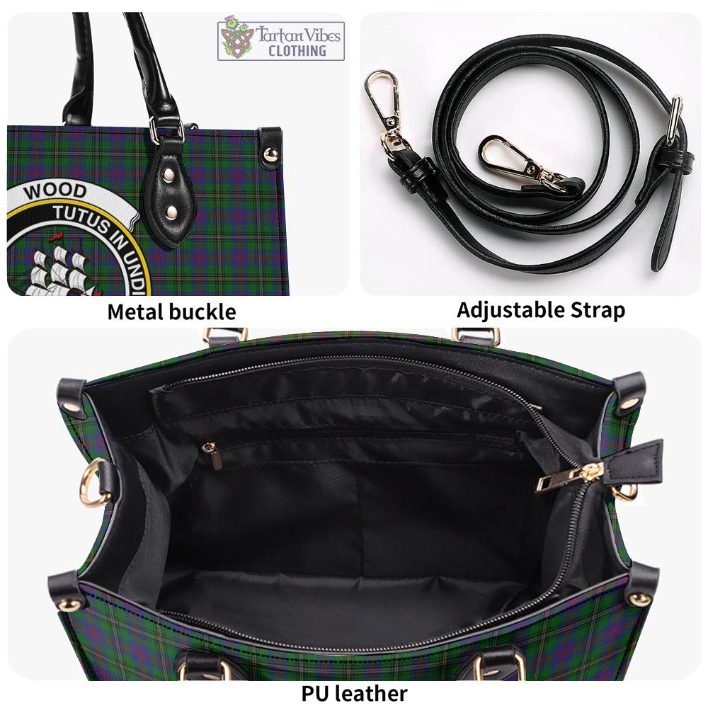 Tartan Vibes Clothing Wood Tartan Luxury Leather Handbags with Family Crest