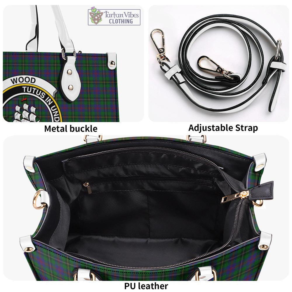 Tartan Vibes Clothing Wood Tartan Luxury Leather Handbags with Family Crest