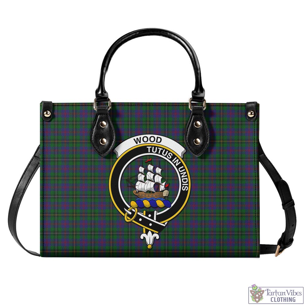 Tartan Vibes Clothing Wood Tartan Luxury Leather Handbags with Family Crest