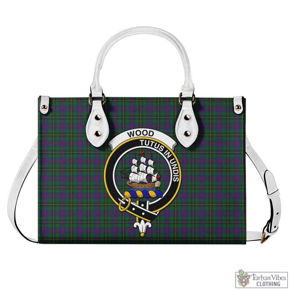 Tartan Vibes Clothing Wood Tartan Luxury Leather Handbags with Family Crest