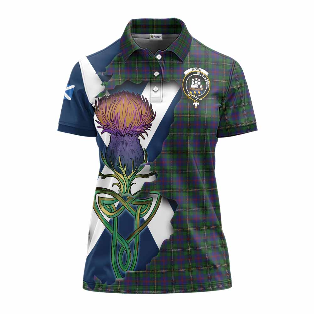 Tartan Vibes Clothing Wood Tartan Family Crest Women's Polo Shirt Scottish Thistle Celtic Inspired