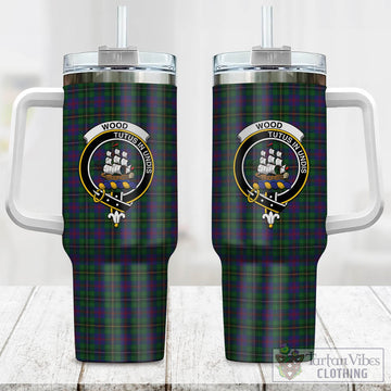 Tartan Vibes Clothing Wood Tartan and Family Crest Tumbler with Handle