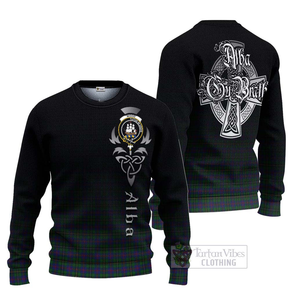 Tartan Vibes Clothing Wood Tartan Knitted Sweater Featuring Alba Gu Brath Family Crest Celtic Inspired