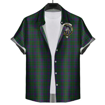 Wood Tartan Hawaiian Shirt with Family Crest