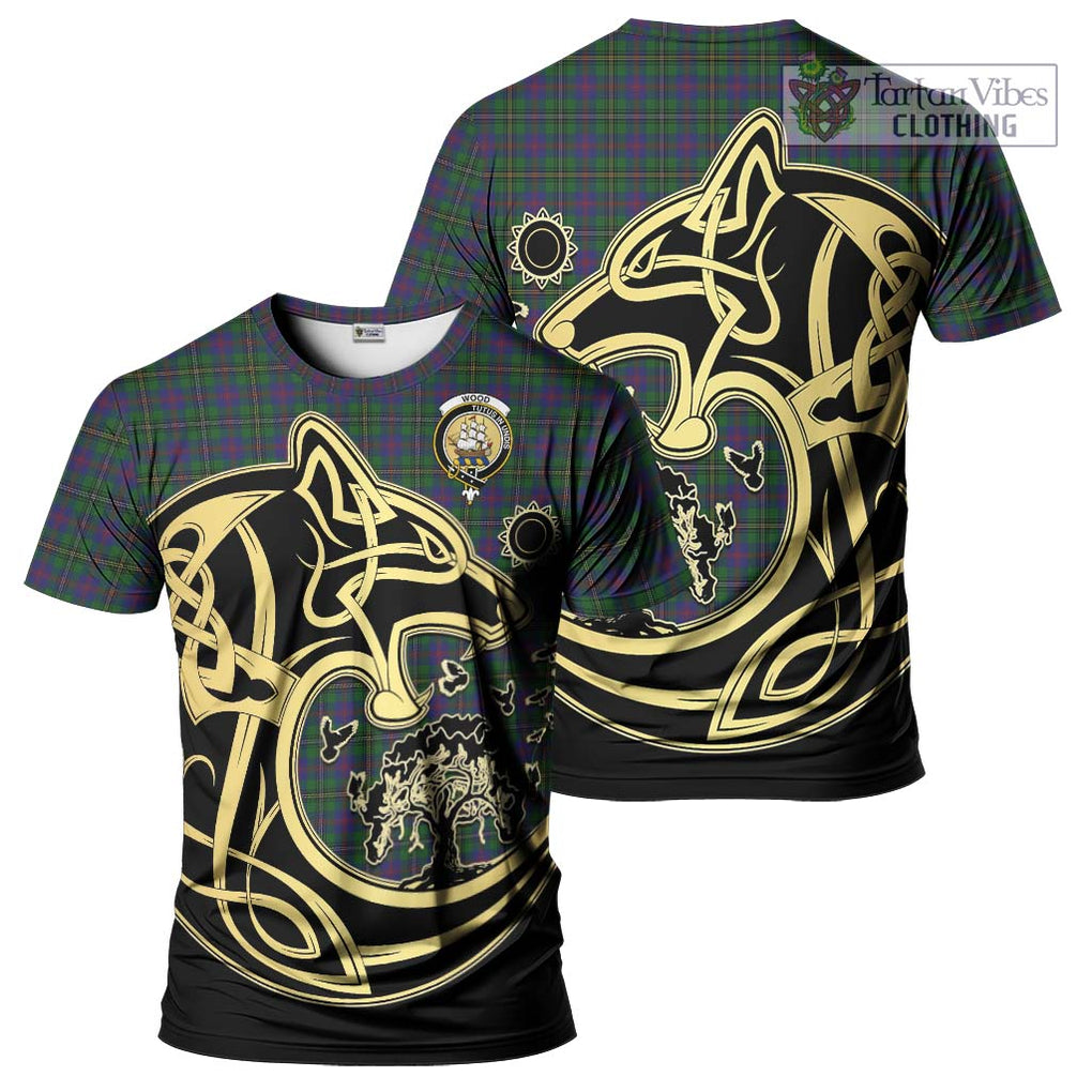 Wood Tartan T-Shirt with Family Crest Celtic Wolf Style Kid's Shirt - Tartan Vibes Clothing
