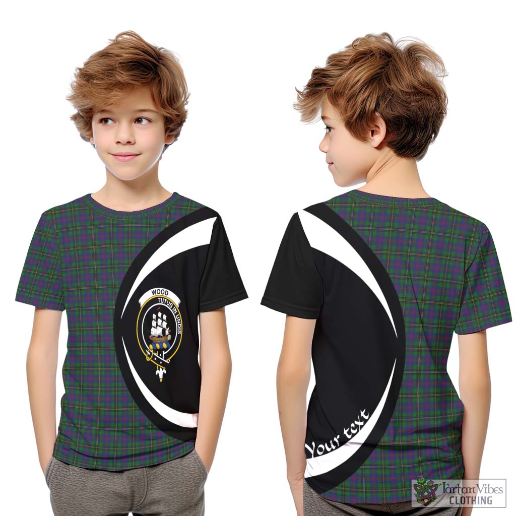 Wood Tartan Kid T-Shirt with Family Crest Circle Style Youth XL Size14 - Tartan Vibes Clothing