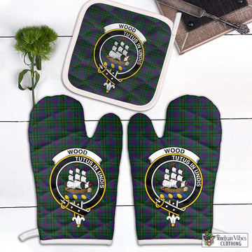 Wood Tartan Combo Oven Mitt & Pot-Holder with Family Crest Combo 1 Oven Mitt & 1 Pot-Holder White - Tartan Vibes Clothing